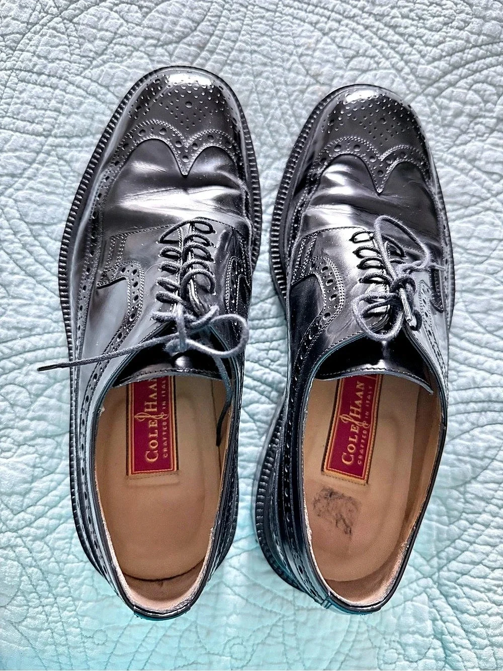 Cole Haan Petersen Wingtip Brogue Oxfords Dress shoes Black US 8 E Wide - New